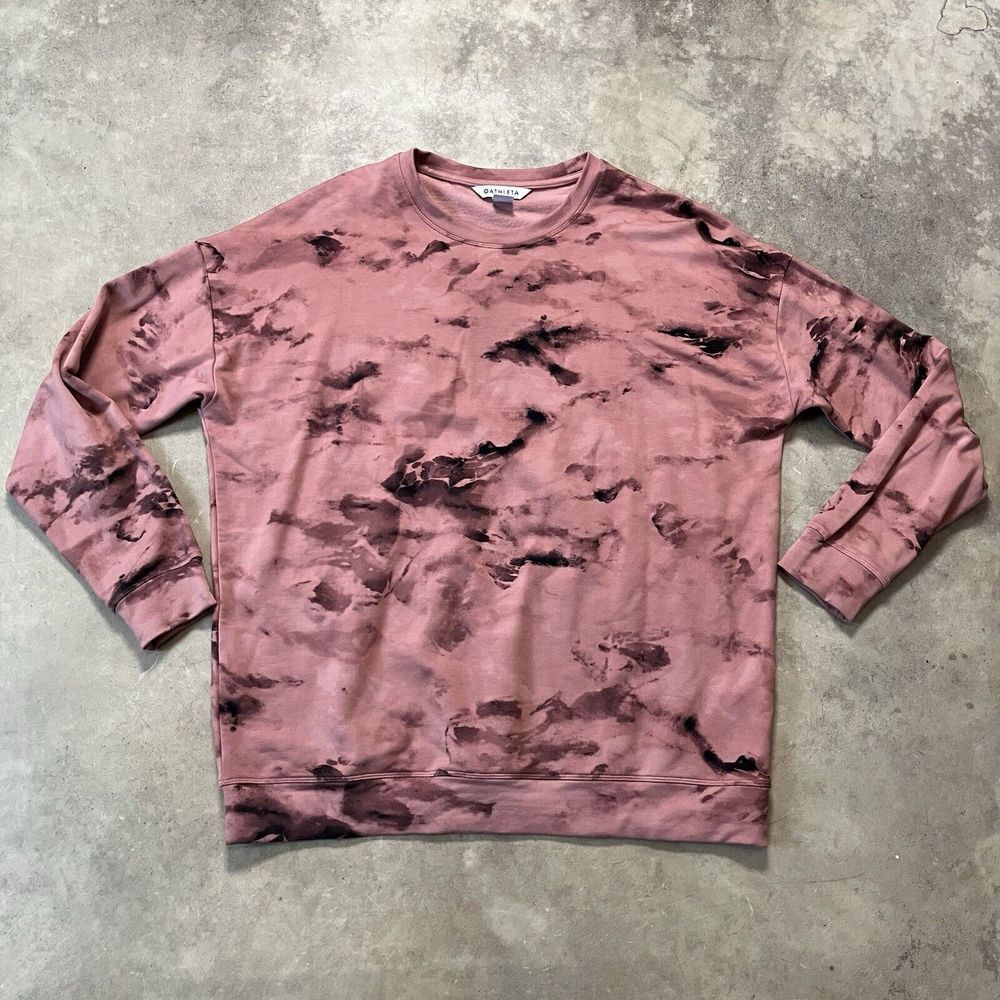 Athleta Sweatshirt Women Small Pink Tie Dye Balance Pullover Soft Marine Palermo